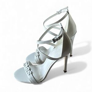 Michael Kors Optic White Leather 4” Strappy Heels Women’s Size 5